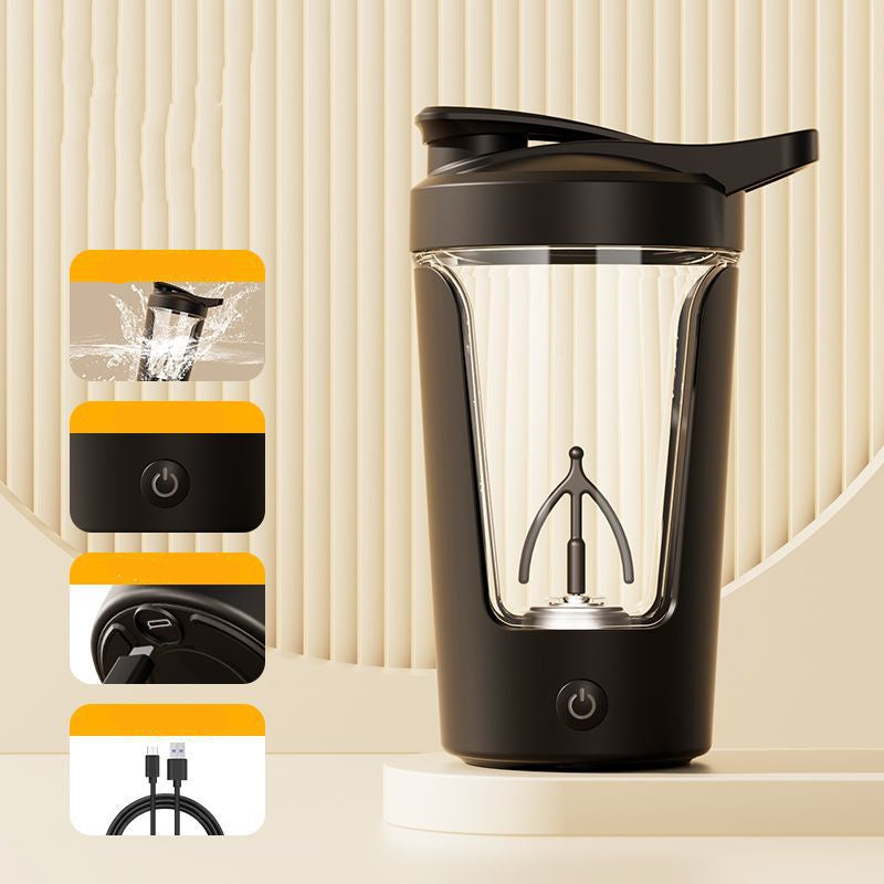 400ML 14Oz Electric Protein Powder Mixing Cup Automatic Shaker Mixer Shake Bottle Milk Coffee Blender Kettle Fro Gym 1200Mah